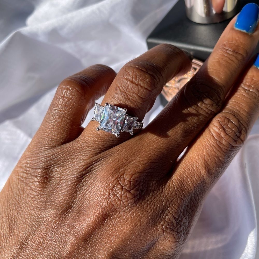 18 K White Gold Filled Simulated Diamond Ring